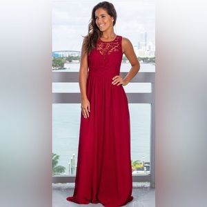 Burgundy Lace Maxi Dress